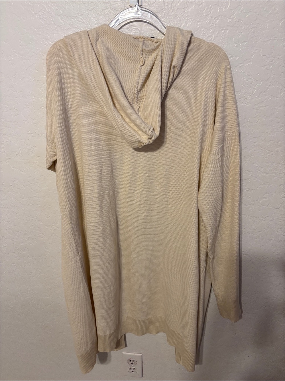 🎼 Merokeety Light Cream Hooded Open-Front Cardigan size XL GUC - Picture 8 of 10